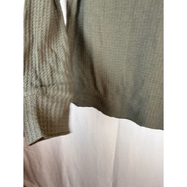 Green Tea Top Womens Small Olive Green Waffle Knit Thermal Long Sleeve - Image 4