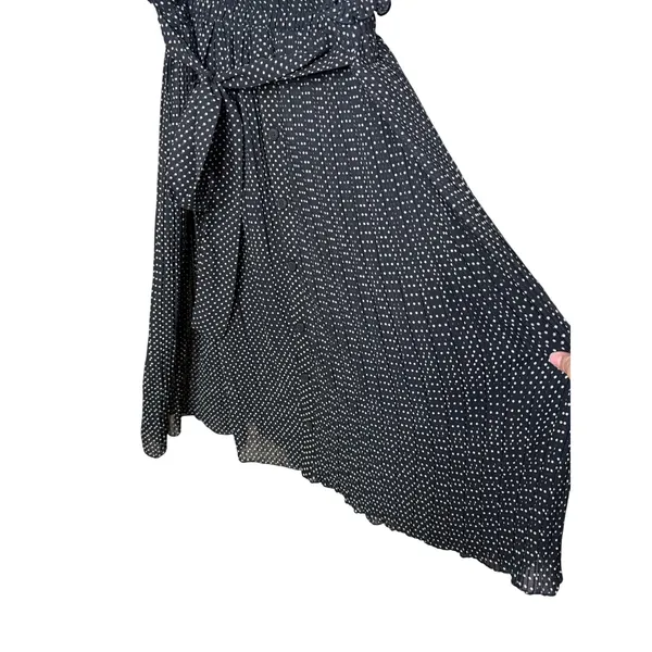 Live 4 Truth Black White Polka Dot Button Front Smocked Midi Skirt Large - Image 3