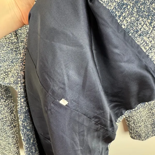 Zara Basic Collection Textured Knit Tweed Blazer Jacket‎ Medium Blue Office Chic - Image 7