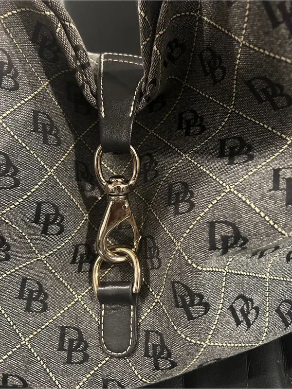 Dooney & Bourke Black and Gray Monogram Hobo with Gold Hardware - Image 13