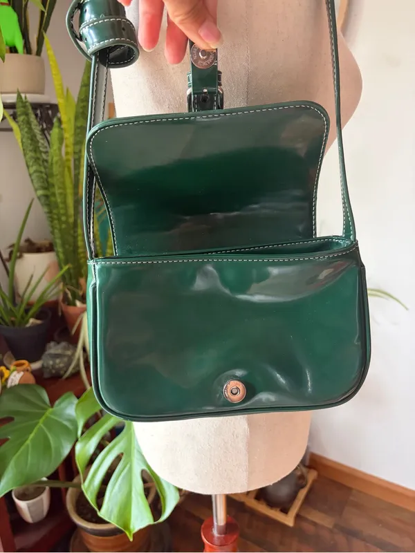 Urban Outfitters Green Indie Shiny Faux Leather Y2K Shoulder Bagette Preppy‎ - Image 3