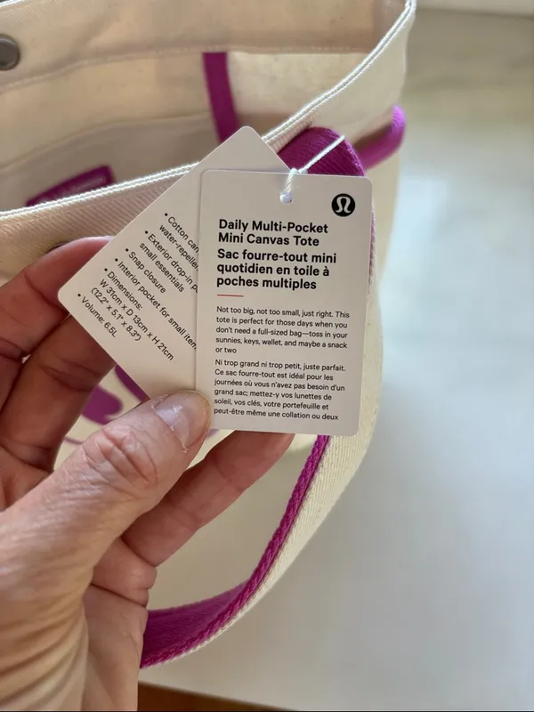 lululemon athletica Cream Tote with Pink Trim - Image 4