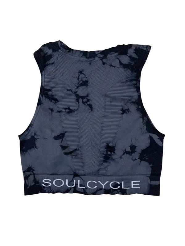 SoulCycle By NLX Black Tie Dye Cropped Tank Top Yoga Pilates Athleisure S - Image 3