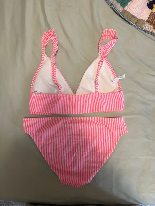 Aerie Pink and White Seersucker Bikini Set - Image 2