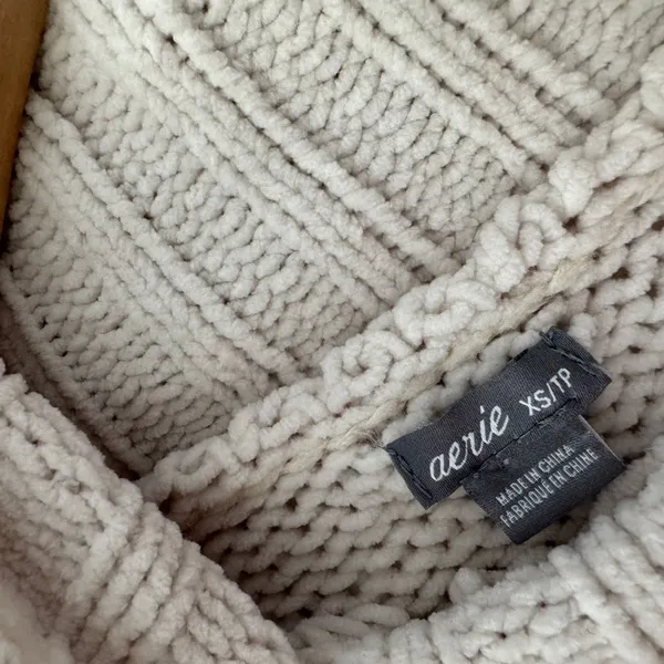 Aerie White Chunky‎ Oversized Chenille Knit Turtleneck Sweater - Image 7