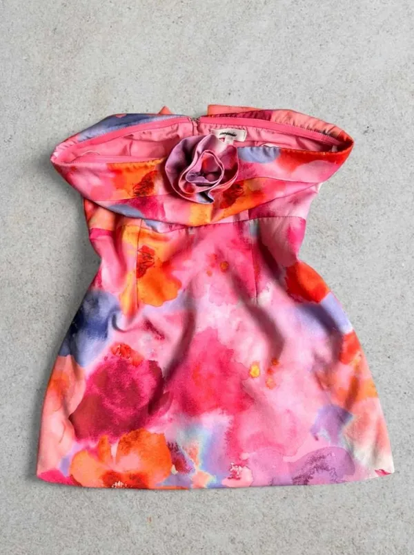 Anthropologie Strapless Watercolor Mini Dress - Image 2