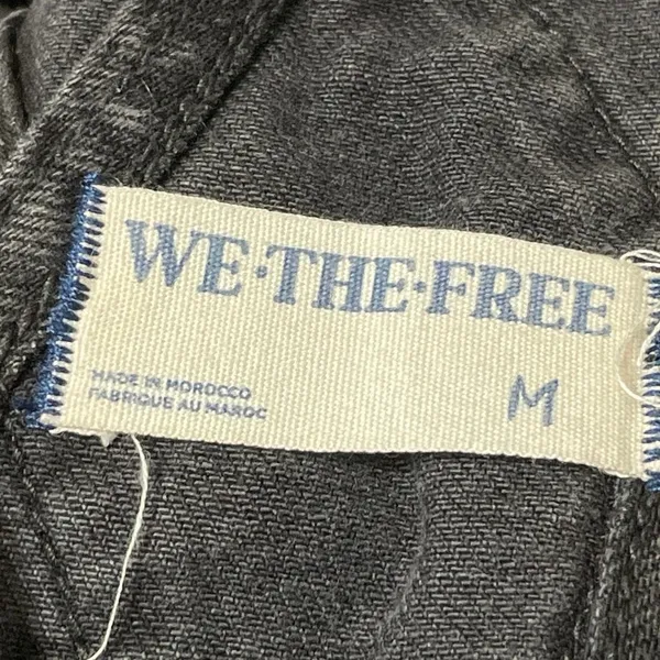 Free People Womens Black Washed Bib Straight Leg Denim Jean Overalls Jumpsuits M - Image 4