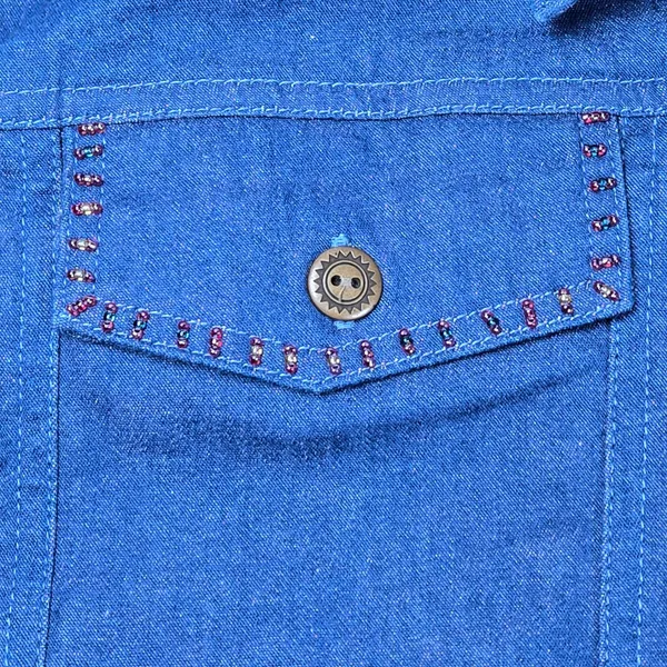 Alfred Dunner Womens Blue Denim Vest‎ Floral Embroidered Beaded Size 14 Indigo - Image 6