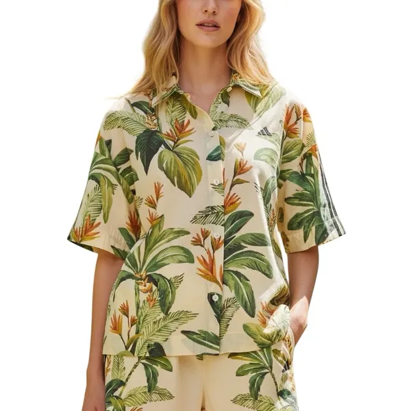 NWT Farm Rio X adidas tropical breeze cream Green shirt Small Lightweight - Image 2