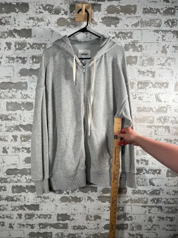 Aerie | women gray full zip hoodie distressed oversized - Image 6