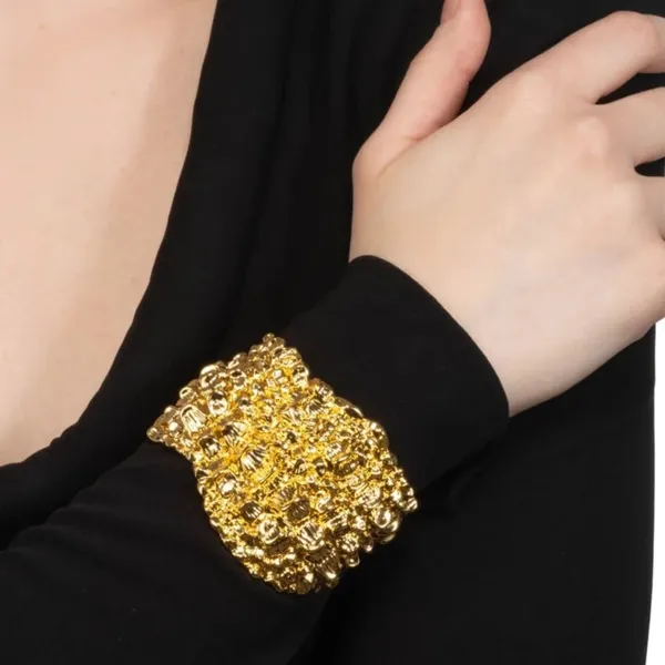 NWOT Alexis Bittar Shiny Gold Sculpted Statement Cuff Bracelet - Image 3
