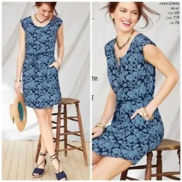 ✨Cabi Java Sz Small Dress Drawstring Blue Floral✨ - Image 4