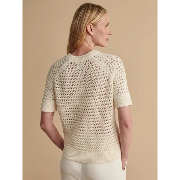 Varley Alva Knit Short Sleeve Sweater in Egret Size Medium - Image 2
