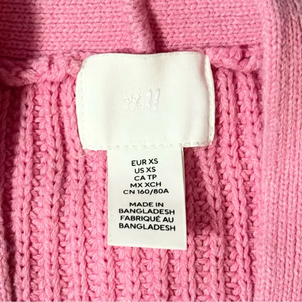 H&M RIB-KNIT CARDIGAN in Pink - Size: XS - Image 3