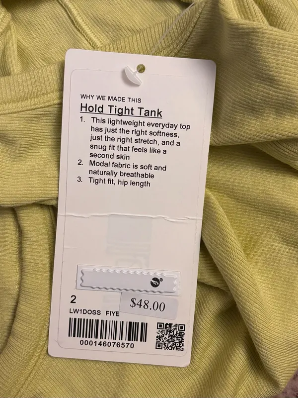 NWT Lululemon Hold Tight Tank Top Finch Yellow Size 2 Ribbed Crew High Neck - Image 5