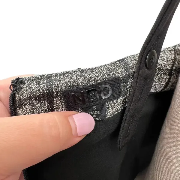 NBD‎ Bynes Mini Dress Gray Black Plaid Sleeveless Size Small - Image 12