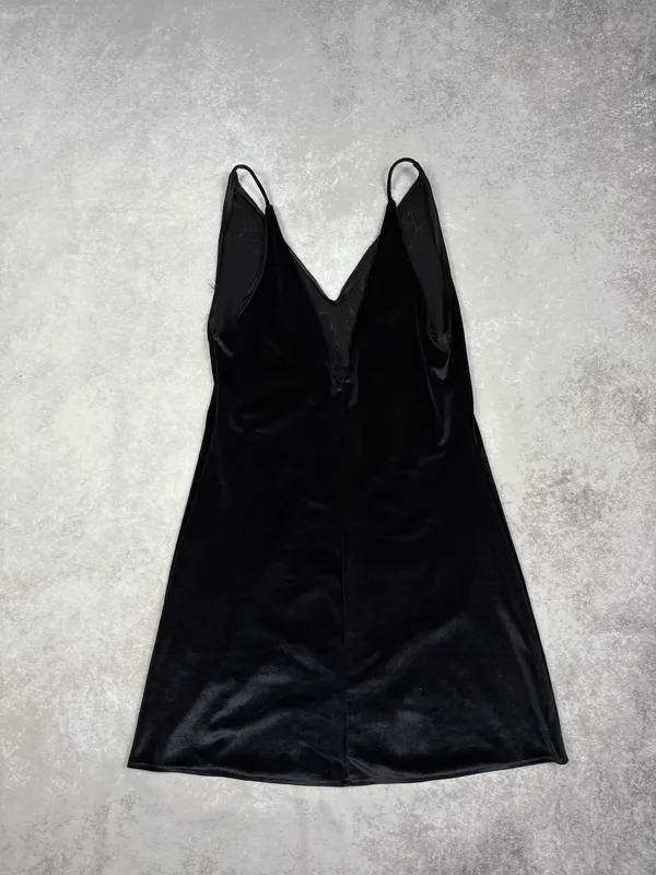 Y2K Vintage Victoria’s Secret Coquette Black Velvet Slip Dress - Image 3