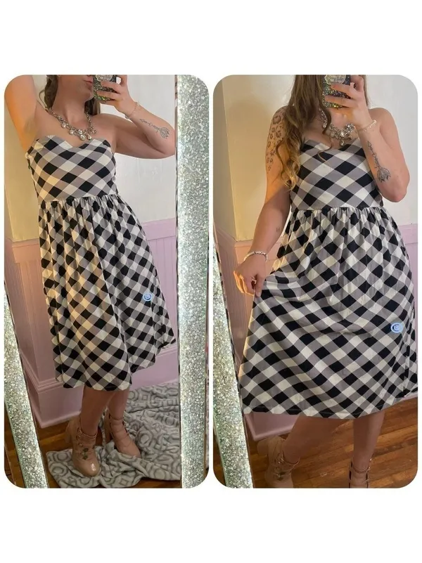 ASOS Buffalo Check Strapless Dress - Image 2