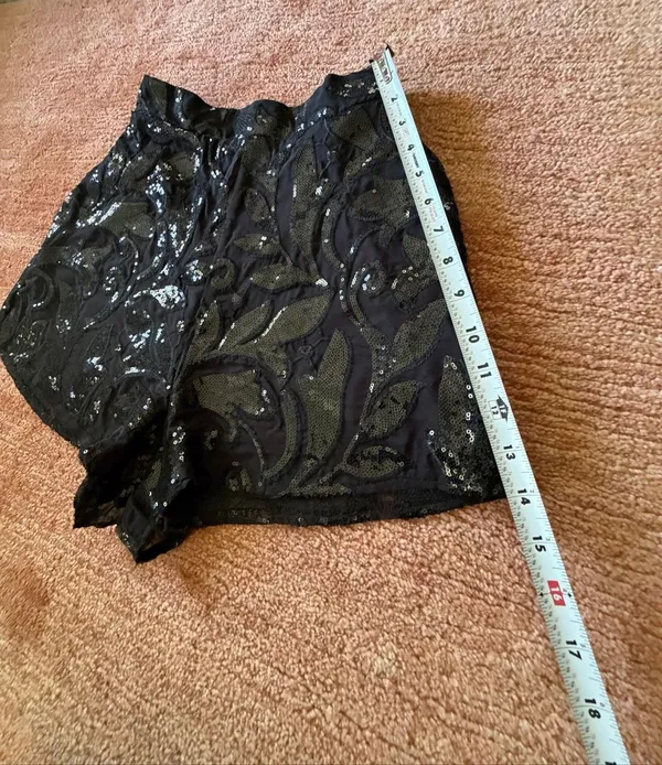 Show Me Your Mumu Black Sequin High Waist Shorts XS Party Evening - Image 3