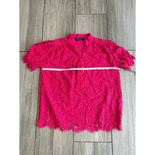 Generation Love Lace Top Womens Small Hot Pink Floral V Neck Unlined Romantic - Image 6