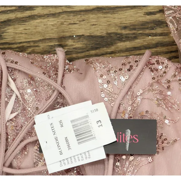 Blondie Nites Juniors Glitter Sequined Corset-Bodice Gown Dress Rose Pink 13 - Image 4