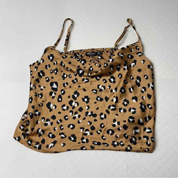 Nasty Gal Leopard Print Cowl Neck Cami Tank Top Women’s XL‎ - Image 2