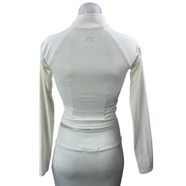 Varley Women's White Mock Neck Long Sleeve 1/2 Zip Athletic Crop Top Size S - Image 4