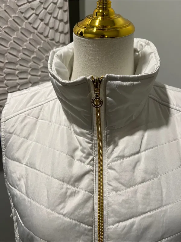 Marc New York White Quilted Gold-Zip Vest - Image 3