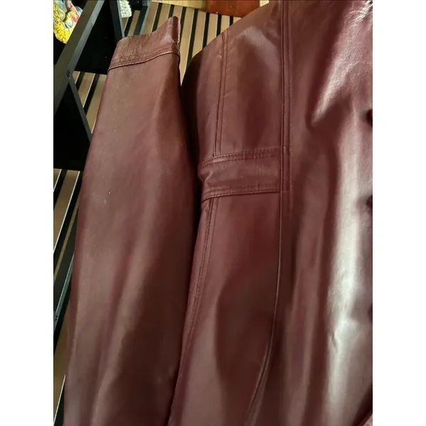East 5th red leather jacket size xl petite stylish moto style real leather - Image 3