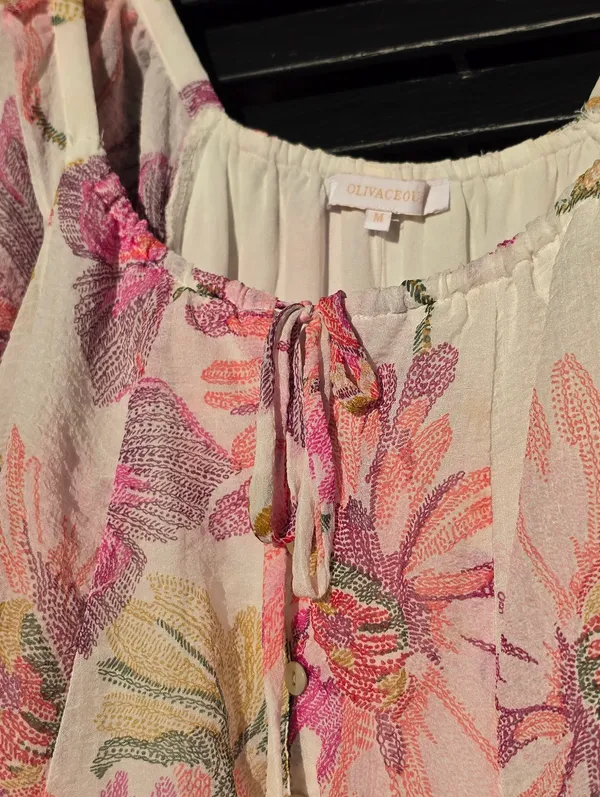 Olivaceous Pink Puff-Sleeve Mini Dress Medium - Image 3