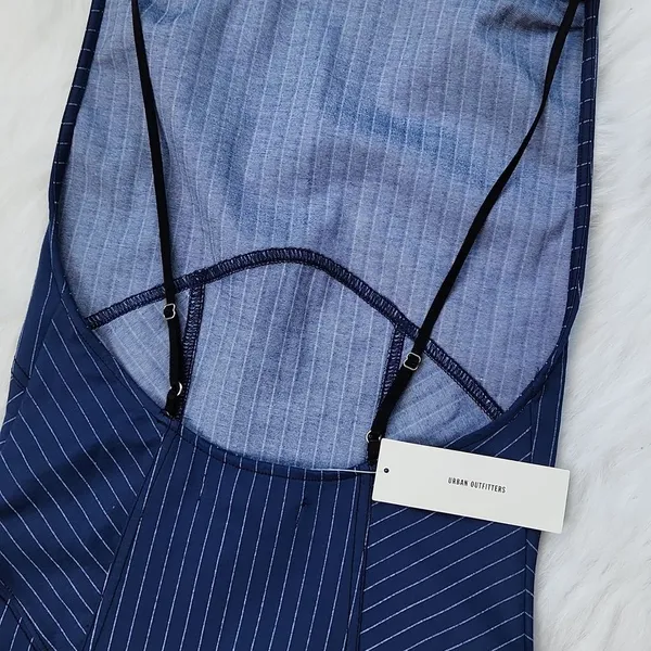 Urban Outfitters -764 Complex‎ High-Neck Open Back Mini Dress Navy Blue Small - Image 9
