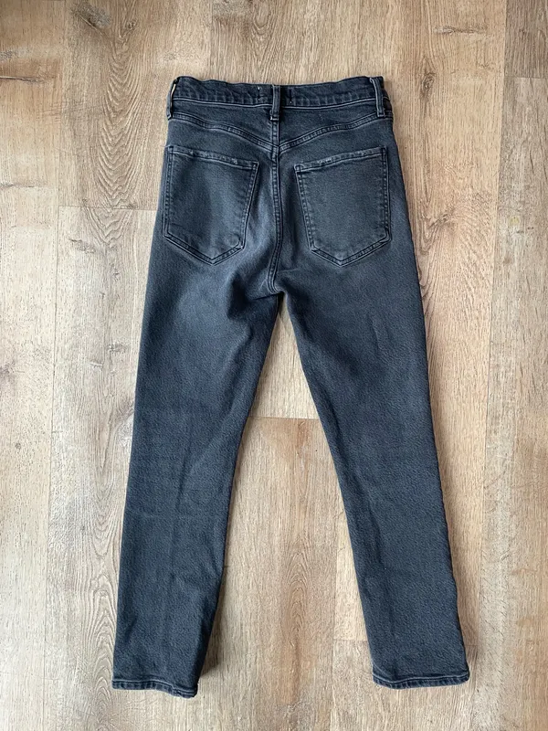 AGOLDE High Rise Skinny Jeans Size 25 Washed Black Button Fly Vintage Fade - Image 5