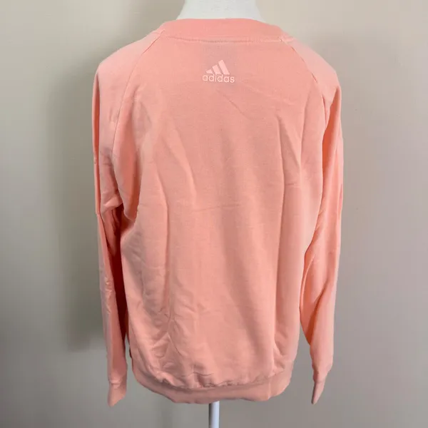 Adidas Womens Peach Coral Embroidered Logo Crewneck Sweatshirt Raglan Large - Image 3