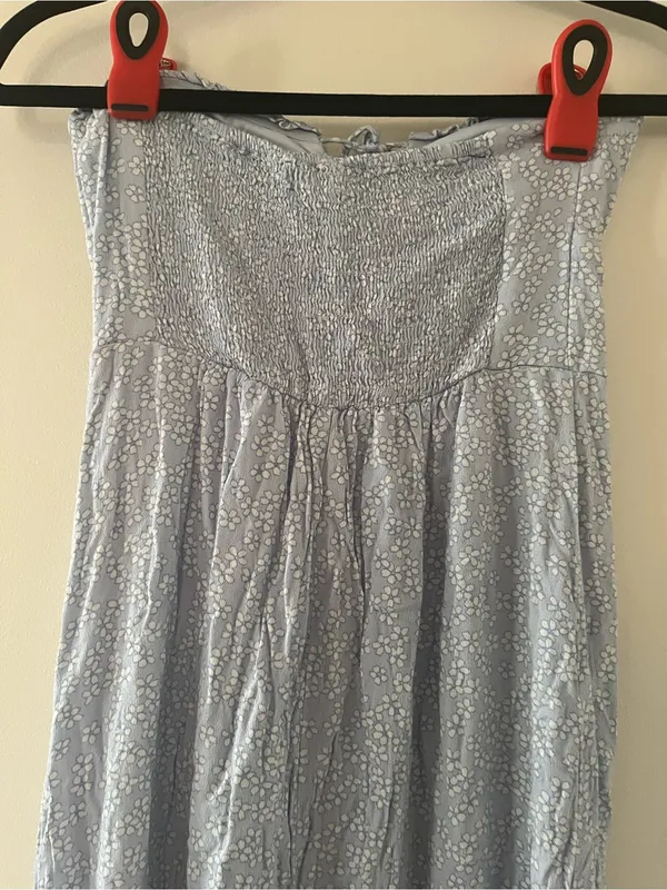 Aeropostale Blue Ditsy Floral Strapless Midi Dress Small Cottagecore Beachy - Image 6