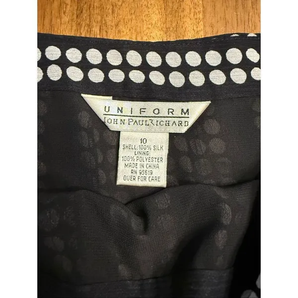 Uniform John Paul Richard Polka Dot Crepe Skirt 100% Silk Womens Size 10 - Image 5