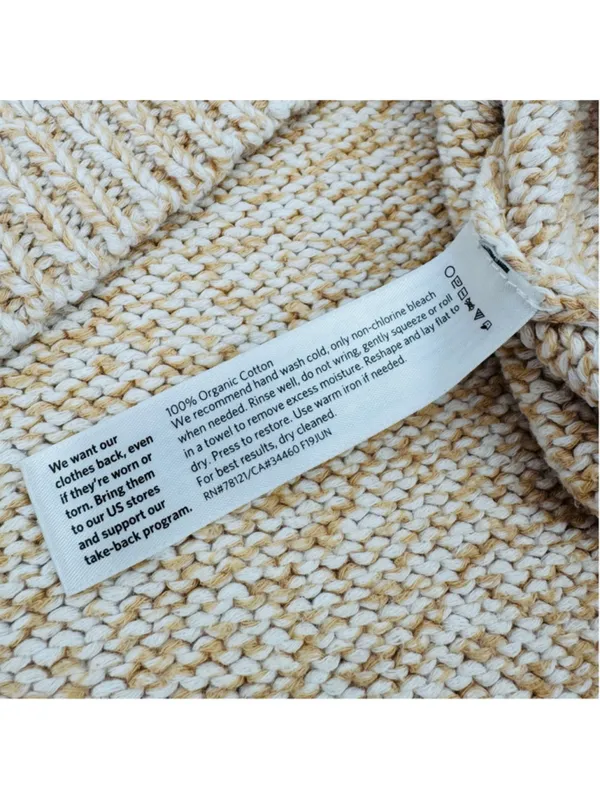 NWOT Women's Eileen Fisher Twisted Chainette Organic Cotton Sweater Size S Beige - Image 6