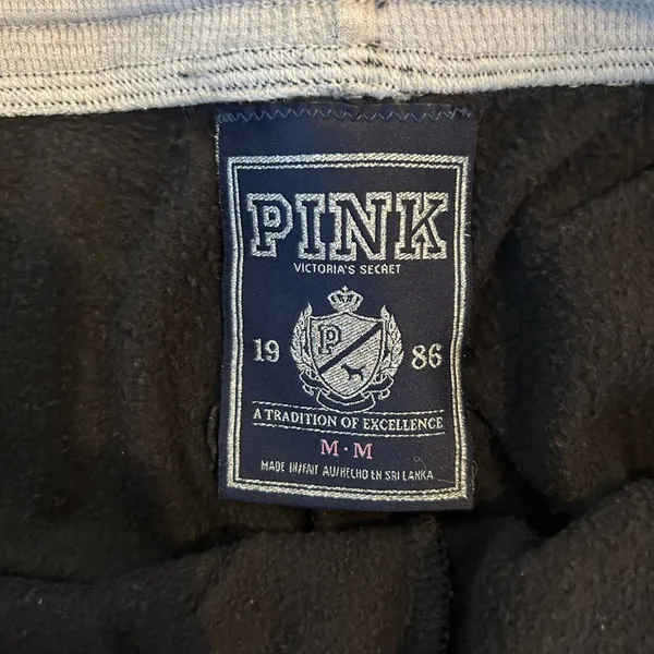 PINK Victoria's Secret Vintage Black Joggers with Heart Accents - Image 5