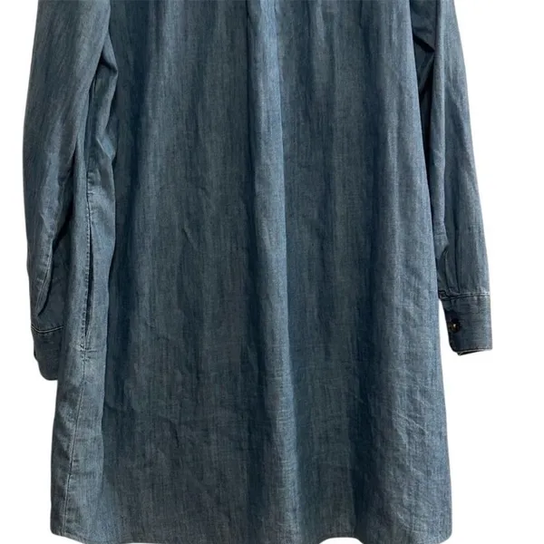 Ann Taylor LOFT Women's M Blue Denim Long Sleeve Tunic‎ Dress Short Side Pockets - Image 8