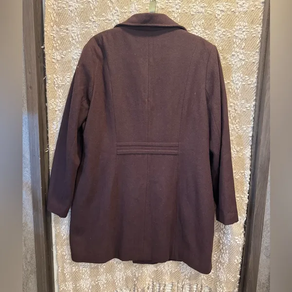 Beau Monde Women’s Brown Wool Blend Lined Pea Coat Jacket Classic Size 2XL - Image 2