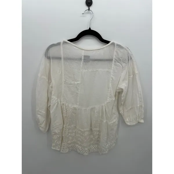 Vanessa Virginia Anthropologie White Lace Patchwork Boho Blouse XS Cottagecore - Image 10