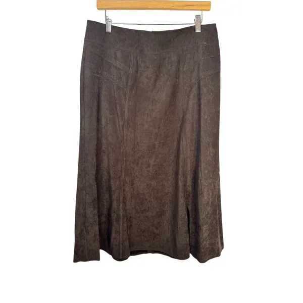 Cato Skirt Womens Size 14 Brown A-Line Midi Flared Side Zip Casual - Image 4
