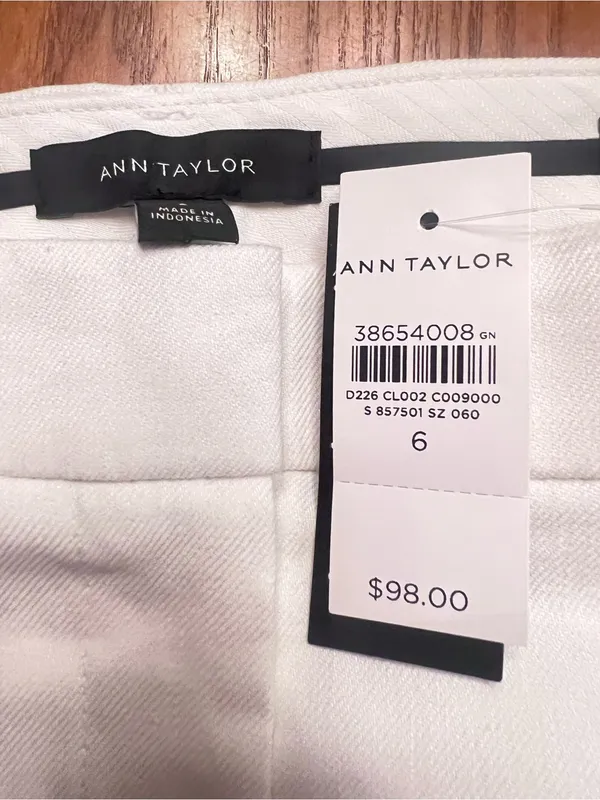 Ann Taylor Linen Blend‎ Eva Mid-Rise Slim Leg Tapered Ankle Pants White Size 6 - Image 10