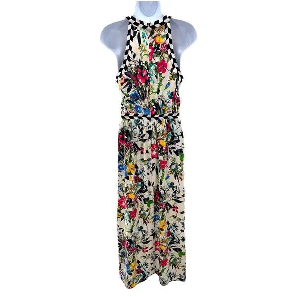 Parker Silk Halter Floral Luella Sleeveless‎ Maxi Dress S Resort Vacation Cutout - Image 7