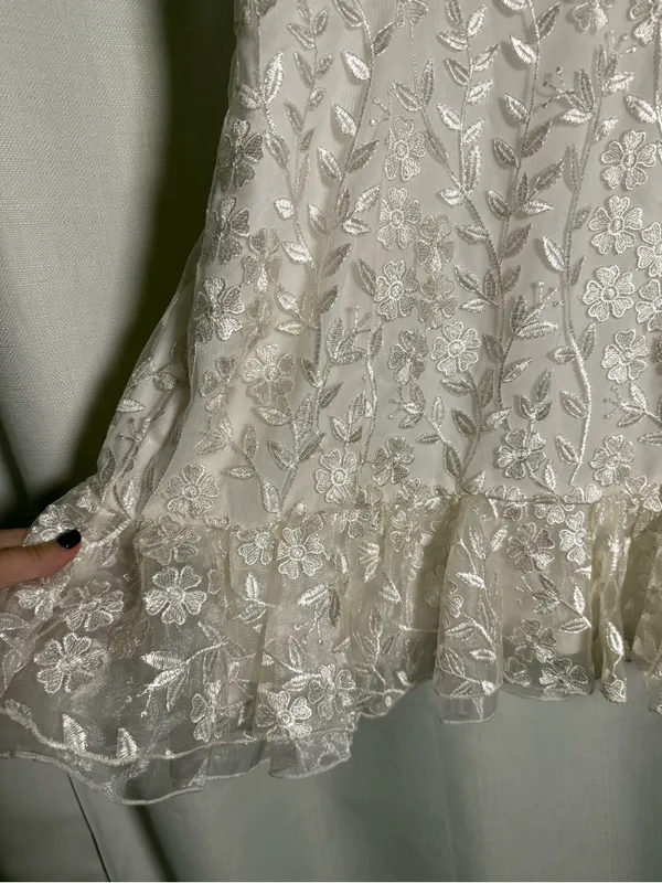Lulus Lavish Lifestyle White Embroidered Ruffled Mini Dress Size Large - Image 8