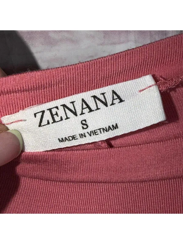 Zenana Women's Small Oversized Pink Pocket Tee - Image 6
