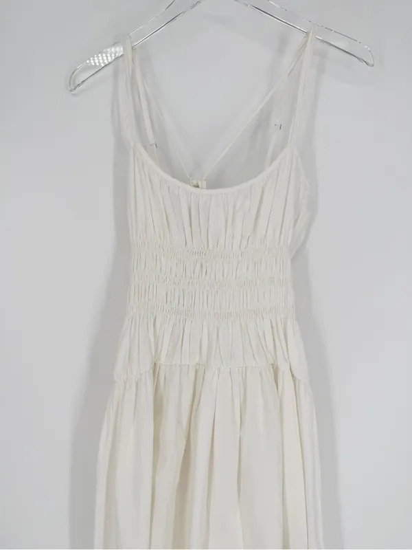 Ciao Lucia Volta Washed Cotton Poplin Midi Dress Women's M White Coastal Chic - Image 5