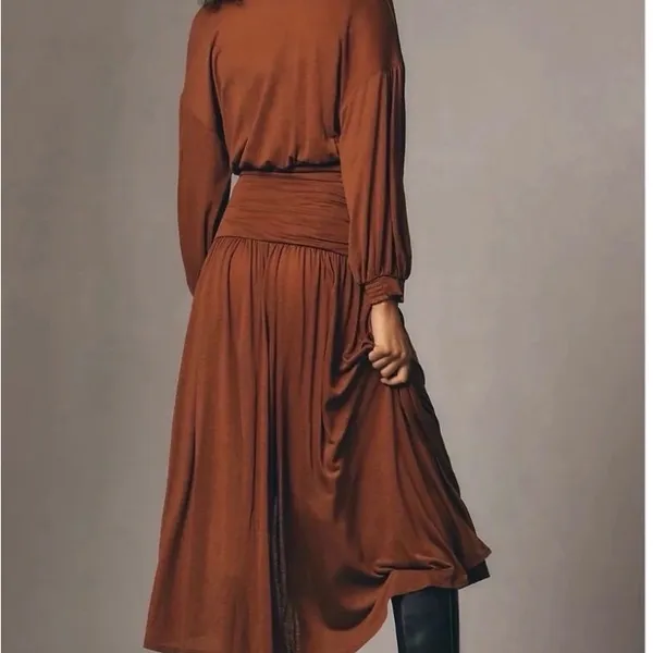 NWT $170 Anthropologie Rich Brown Long Sleeve Dress - Image 2