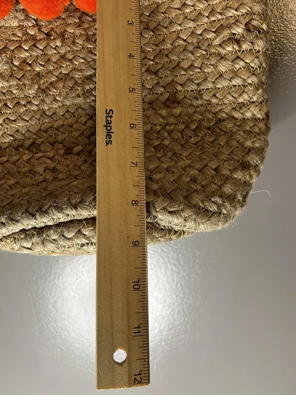 Roller Rabbit Naila Tote Bag Womens Small Beige Jute Out Of Office Pom Pom Beach - Image 6
