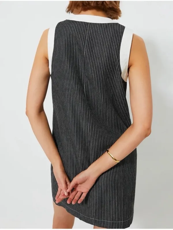 Tuckernuck Pomander Place Voileta Black Stripe Mini Dress Size Large - Image 3