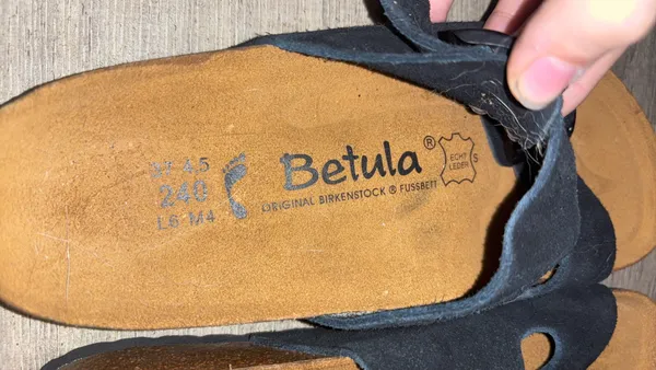 Birkenstock Betula Black Sandals Suede Two-Strap 6-6.5 - Image 2